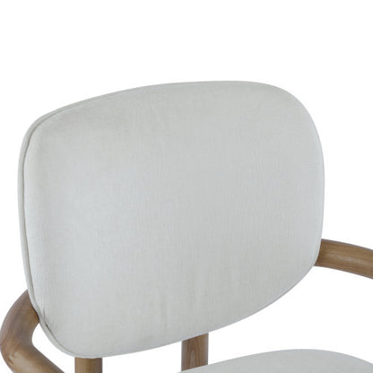 Set of 2 White Fabric King Louis Rubberwood Arm Dining Chairs, 300 LBS Weight Capacity