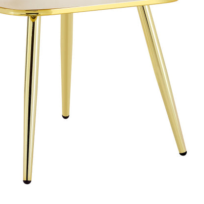 2 Pack Beige Velvet Dining Chairs, Bubble Cushion Back Accent Chairs with Gold Finished Metal Legs