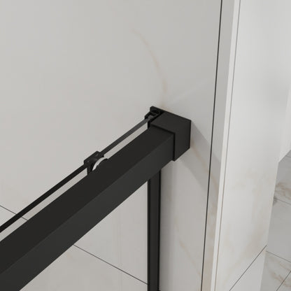 Goodyo 60" W x 72" H Sliding Shower Door, Semi-Frameless Glass Shower Door, 1/4" (6mm) Thick Tempered Clear Glass with Easy-clean Coating, Stainless Steel Hardware, Matte Black