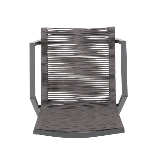 Outdoor Modern Aluminum Dining Chair with Rope Seat (Set of 2), Gray and Dark Gray