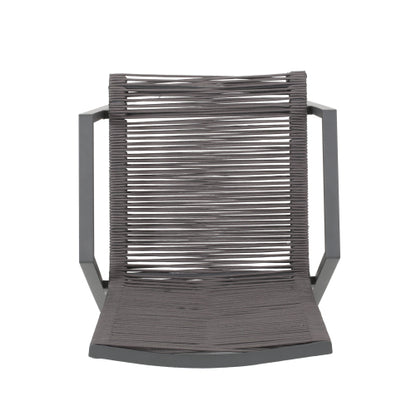 Outdoor Modern Aluminum Dining Chair with Rope Seat (Set of 2), Gray and Dark Gray