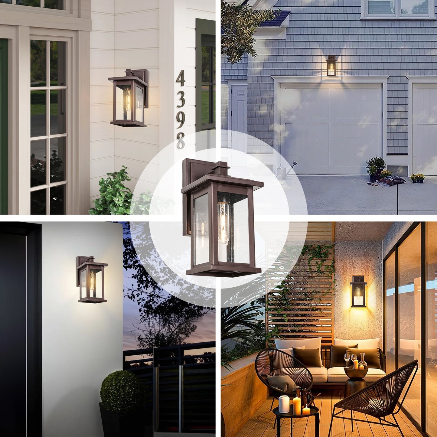 1 Set Oil Rubbed Bronze not Motion Sensing Outdoor Hardwired Wall Lantern Sconce with No Bulbs Included