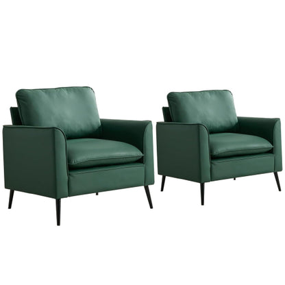 2-PCS Green Cat-Paw Faux-Leather Nordic Retro Light-Luxury Single Sofa Chair