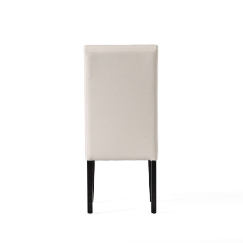 T-Stitch PU Leather Dining Chairs with Tapered Legs, Set of 2, Ivory