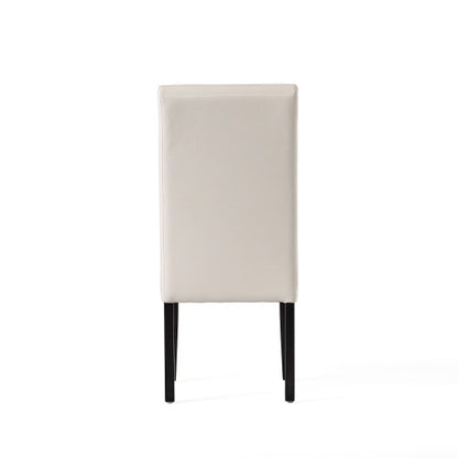 T-Stitch PU Leather Dining Chairs with Tapered Legs, Set of 2, Ivory