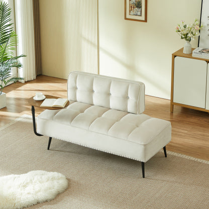 54-Inch Modern Velvet 2-Seater Sofa with Built-In 360 degree  Rotating Side Table