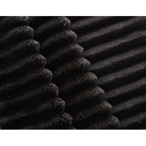 78.7-Inch Black Convertible Corduroy Sleeper Floor Sofa-Bed with Zip-On Blanket & 2 Pillows No-Assembly