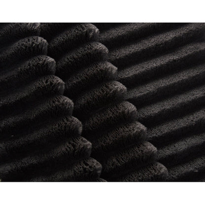 78.7-Inch Black Convertible Corduroy Sleeper Floor Sofa-Bed with Zip-On Blanket & 2 Pillows No-Assembly