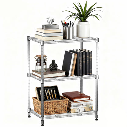 450 lbs Wire Storage Shelving 3-Tier Utility Shelving Unit Steel Organizer Wire Rack for Home,Kitchen,Office,Chrome(11.8" D x 17.7" W x 26.4" H)
