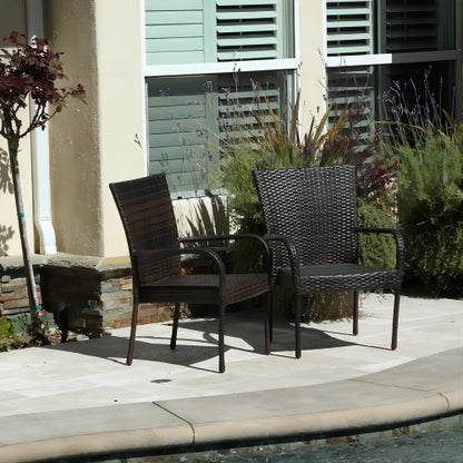 LITTLETON PE Wicker Stacking Chair 2PCS Outdoor Dining Chair Set Transitional Style