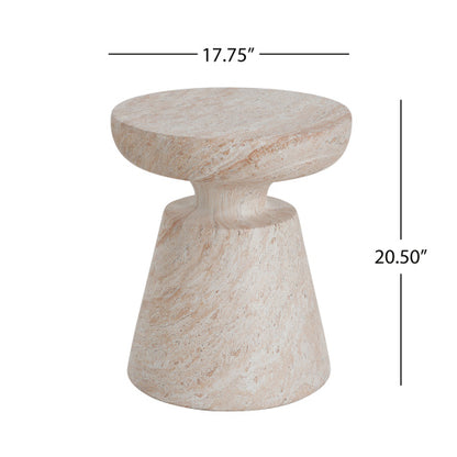 Outdoor/Indoor Lightweight Concrete Side Table,Travertine Finish