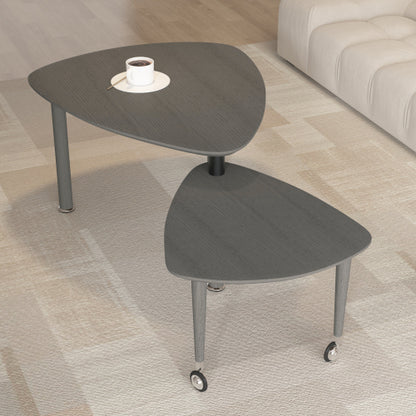 360°Rotatable Coffee Table, Grey Oak Veneer