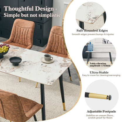 Sintered Stone Dining Table with Metal Base, Pandora Beige