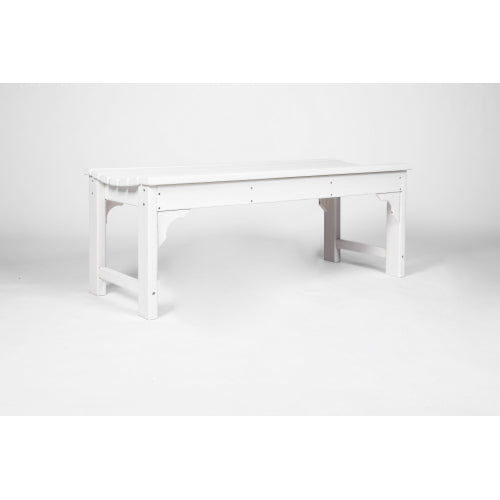 Backless HDPE Bench with Wood Texture, Poly Lumber Seat for Patio, Backyard, Balcony, All Weather Resistant with UV Protection, White