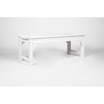 Backless HDPE Bench with Wood Texture, Poly Lumber Seat for Patio, Backyard, Balcony, All Weather Resistant with UV Protection, White