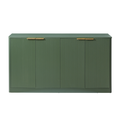 59 Inch Green Wavy Curved Sideboard 4-Door Large Load-Bearing MDF Storage Cabinet Multi-Purpose Household Console Cabinet