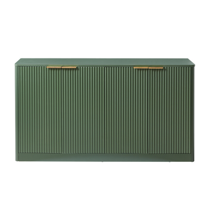 59 Inch Green Wavy Curved Sideboard 4-Door Large Load-Bearing MDF Storage Cabinet Multi-Purpose Household Console Cabinet