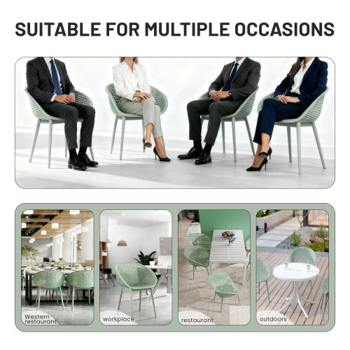 Holiday - 2-Pack Modern Lounge Chairs – Indoor/Outdoor All-Weather PP Plastic, Lightweight for Patio, Beach, Living Room (Pale Green)