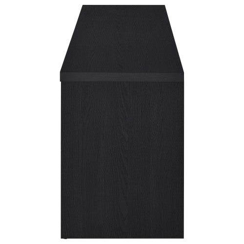 Black 78 Inch Modern 2-Door TV Media Console with Central Drawer & Open Shelf