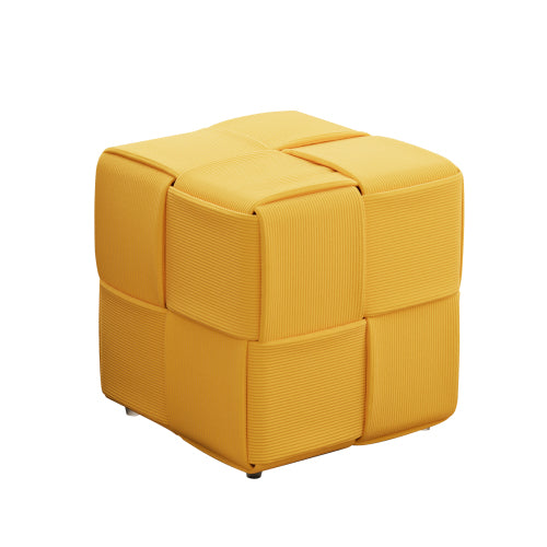 Ottoman Yellow Corduroy Square Foot Stool with Storage-Free Design