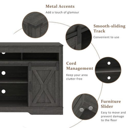 Farmhouse 58 inch TV Stand with Sliding Barn Door and Storage Cabinets