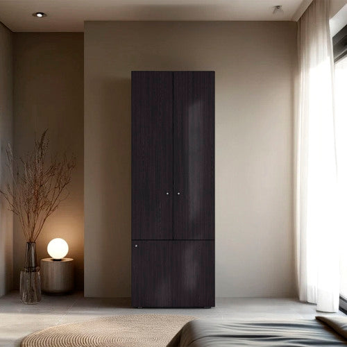 Armoire 66.9" H, 3 Doors, 3 Shelves, Black Wengue - Bedroom