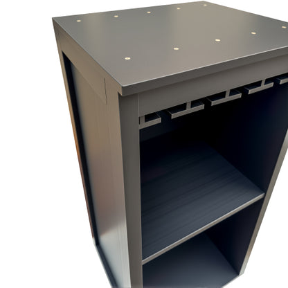 Black color modular wine bar Cabinet with Storage Shelves with Hutch for Dining Room