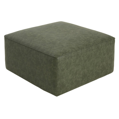 Green Square PU Leather Modular Sectional Ottoman, Pocket Coil Cushion Footrest for Contemporary Sofa Sets