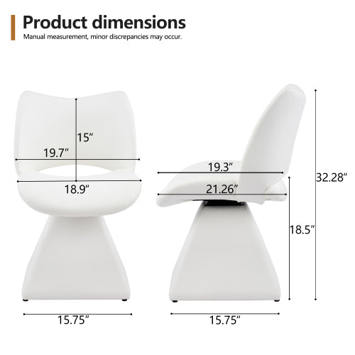 Set of 2 Swivel Dining Chairs, White Faux Leather Modern Accent Chairs, High Back Kitchen Seating