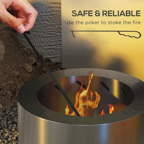 Outsunny Smokeless Fire Pit, 19" Portable Wood Burning Firepit with Poker