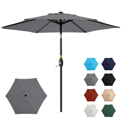 7.5 Feet Gray Market Umbrella with Crank Lift & Tilt. UV-Resistant Canopy for Pool, Backyard & Patio (Without base)