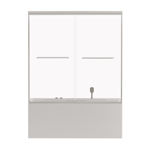 56"-60" W x 58" H Double Sliding Bathtub Shower Door, Semi-Frameless Bypass Tub Door, 1/4" (6mm) Tempered Glass with Explosion-Proof Film, Adjustable Aluminum Alloy Frame, Brushed Nickel 24D03-T60BNX