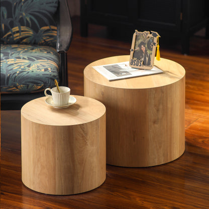 Set of 2 Wood Grain Nesting Coffee Tables