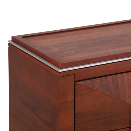 Mid-Century Modern Nightstand, 2 Drawers Wide Sofa Side Table,Wood Diamond Shaped End Table with Storage,Closet with Heavy Duty Base,Small Bedside Table for Bedroom,Living Room,Entrance, Dark Brown