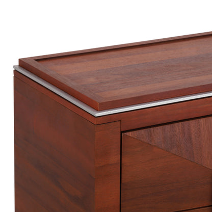 Mid-Century Modern Nightstand, 2 Drawers Wide Sofa Side Table,Wood Diamond Shaped End Table with Storage,Closet with Heavy Duty Base,Small Bedside Table for Bedroom,Living Room,Entrance, Dark Brown