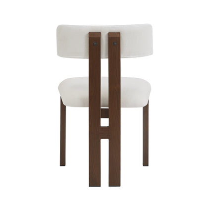 Set of 2 White Upholstered Armless Dining Chairs with Metal Legs, Modern Dining Room Chairs