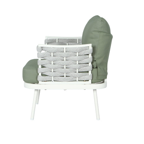 Mariano Steel Club Chair Set of 2, Off White+Green