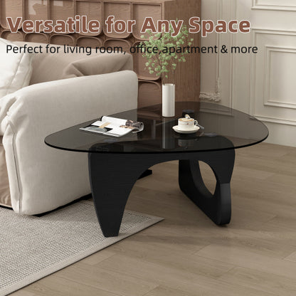 Mid Century Modern Glass Coffee Table, Black