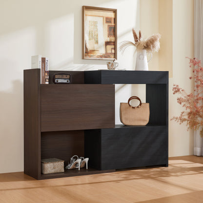 32.5 inch-58.8 inchW 40 inchH Multifuctional Storage Cabinet, Buffet Sideboard Cabinet with Drawer, Corner Cabinet for 44 inchH Window decor, Livingroom, Hallway, Entryway, Kitchen & Office  - Black & Walnut