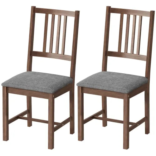 Set of 2 Dining Chairs Gray Upholstered Vertical Slat Back Chair