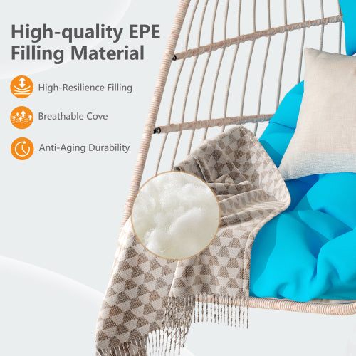 Outdoor garden rattan egg swing chair hanging chair PE hanging chair blue