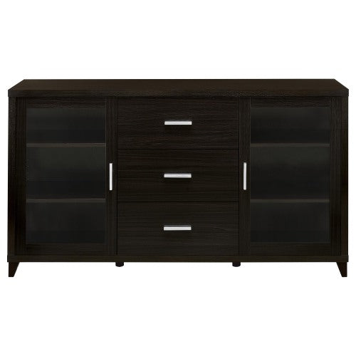 Cappuccino 60 Inch 3-Drawer Tempered Glass TV Console for TVs Up to 68 Inch