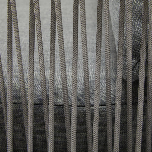 Modern Gray Curved Aluminum Lounge Chair with Stylish Rope-Weave Design and Cushioned Comfort, Perfect for Outdoor Living