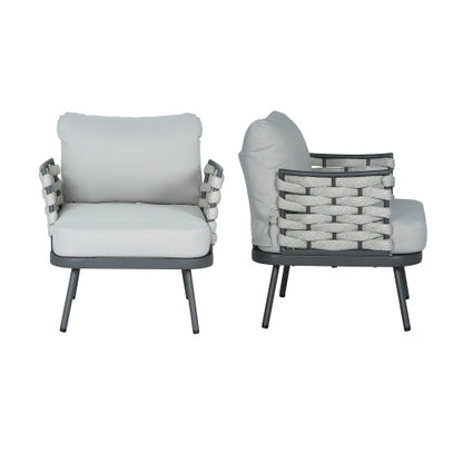 Mariano Steel Club Chair Set of 2, Grey
