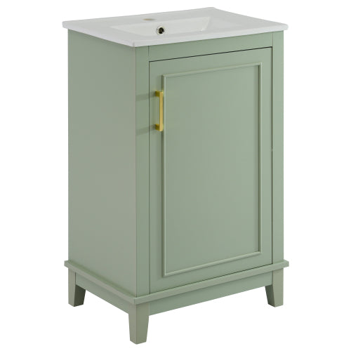 [Viedo] 20 Inch Modern Small Bathroom Vanity Cabinet With Ceramic Basin- 20*14.5*33.3 Inches,Ample Storage,1 Soft Close Door