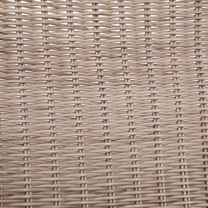 Ladd Outdoor Metal Wicker Barstool, Light Brown Faux Wicker, Set of 2