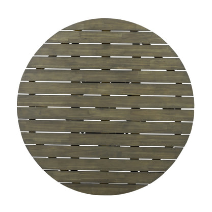 Outdoor Acacia Wood Patio Dining Table, 47.25-inch extra-large round dining table,for Backyard, Lawn, Balcony,Grey Finish