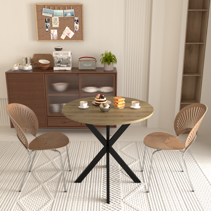 31.5 Inch Round Dining Table with MDF Top and Metal Legs