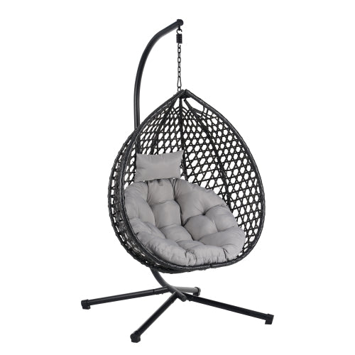U_STYLE Sturdy Hammock Chair with Stand,Durable Hanging Egg Chair with Rattan Weaving