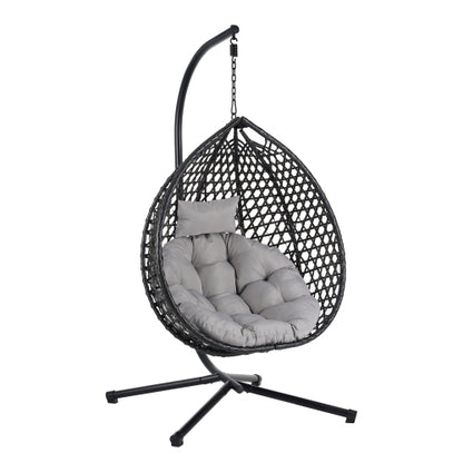 U_STYLE Sturdy Hammock Chair with Stand,Durable Hanging Egg Chair with Rattan Weaving